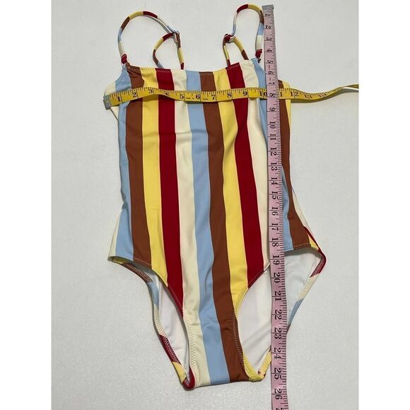 Solid & Striped Nina Multi Color‎ Striped One Piece Swimsuit Blue Red Yellow XS - Picture 7 of 12